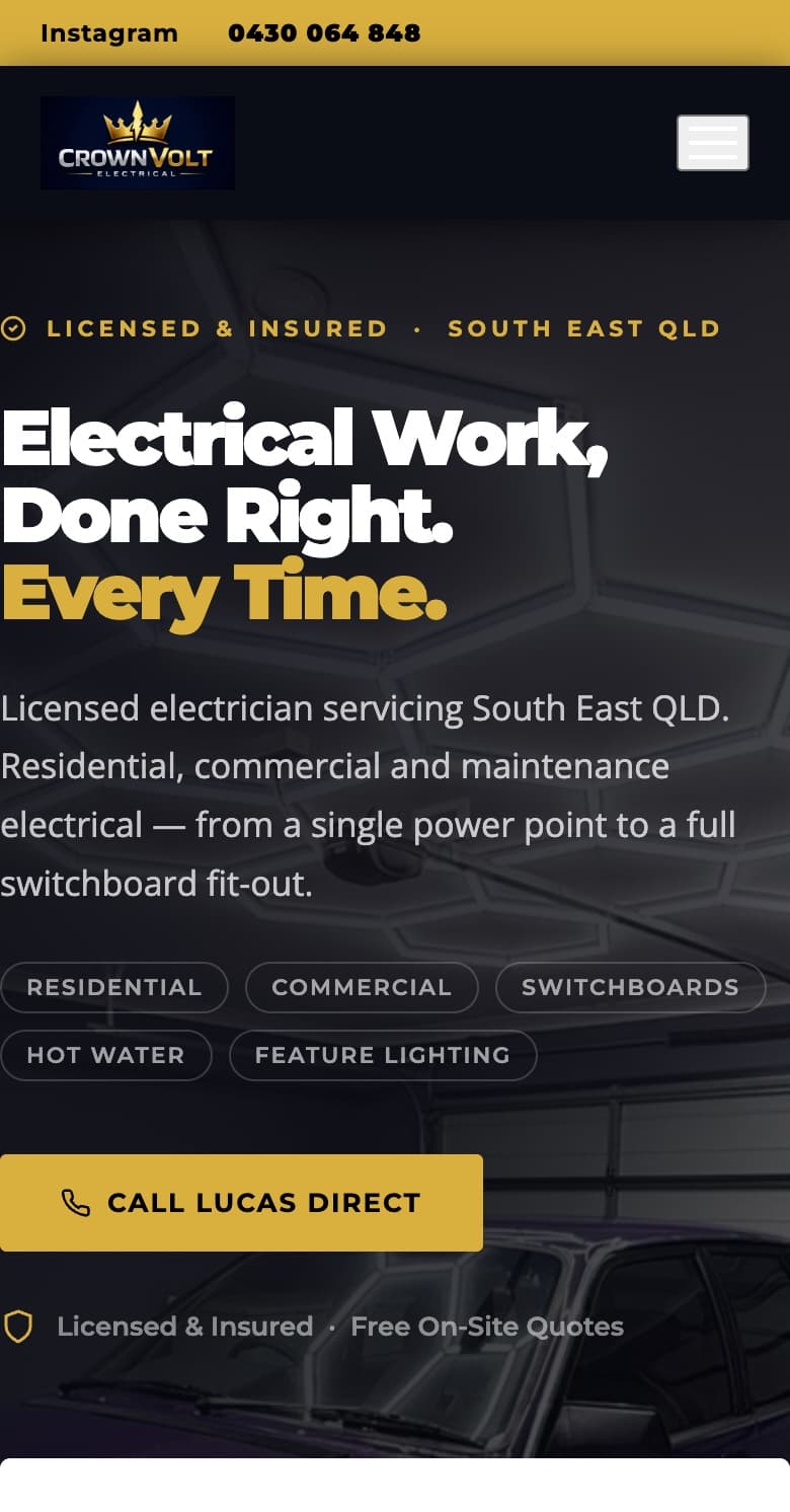 CrownVolt Electrical website, hosted by Syntra